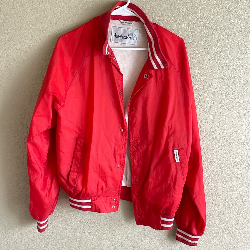 red windbreaker, size L